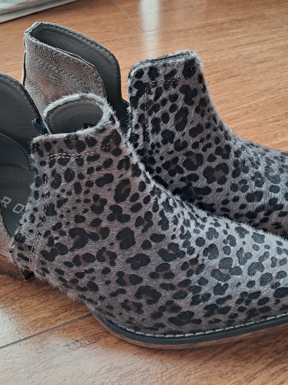 Roper Gray Leopard Print Ankle Booties